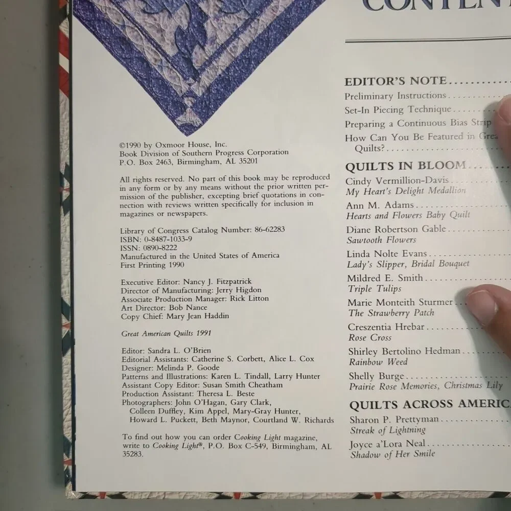 Great American Quilts 1991 Hardcover Book Compiled & Edited by Sandra L. O'Brien
